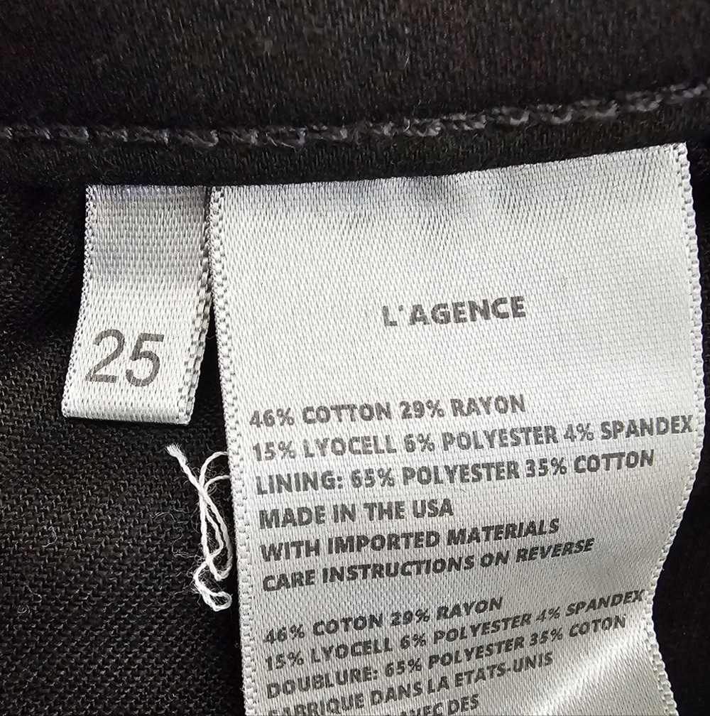 L'agence Emmanuelle Mid Rise Cropped Zipper Moto Y2K Black Skinny Jeans 25 NWT - Picture 9 of 9